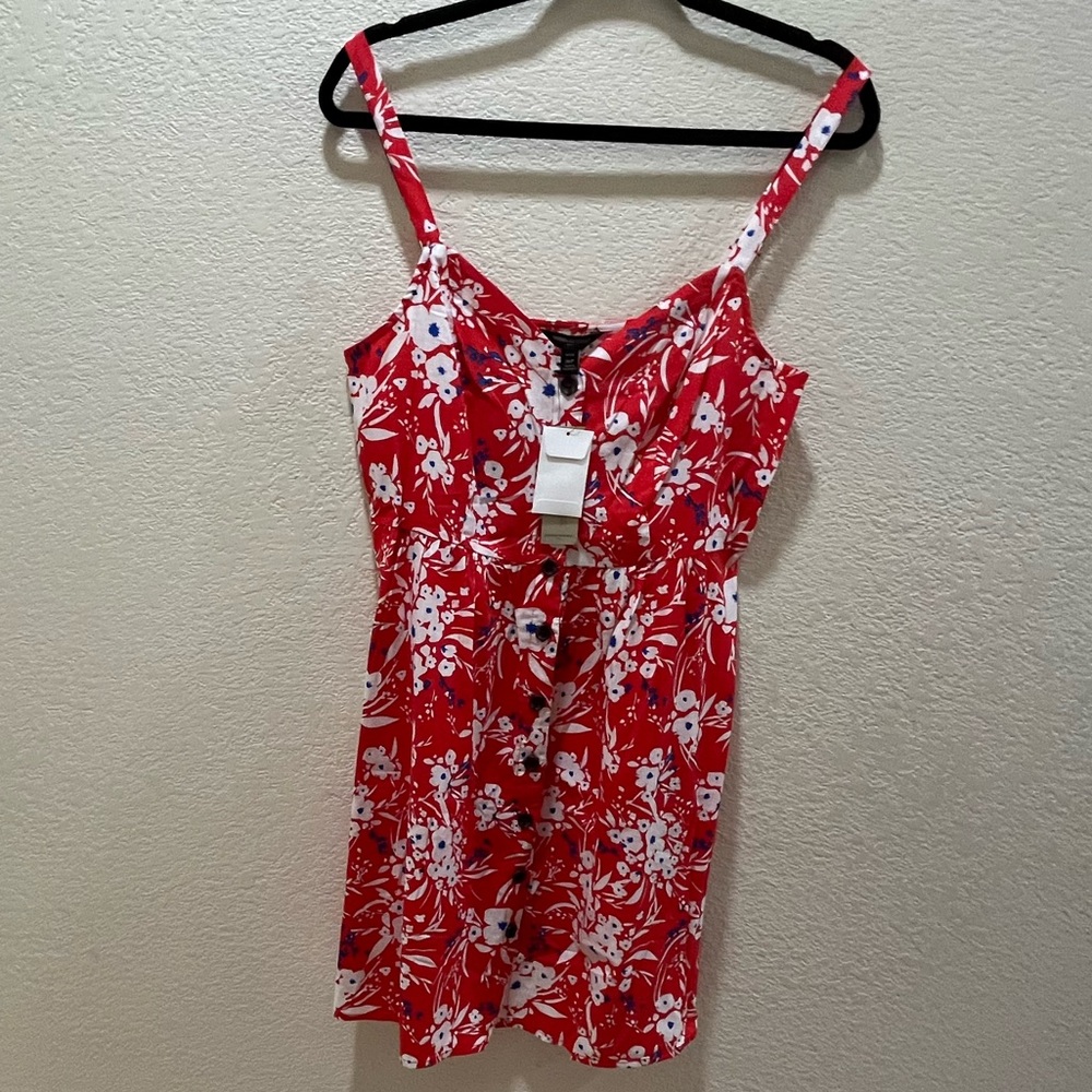 Banana Republic medium petite floral red short summer dress.